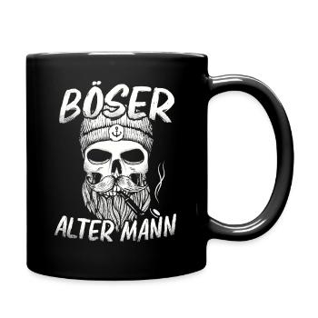 Böser Alter Mann Kapitän Opa Großvater - Tasse einfarbig - Schwarz - Rechts