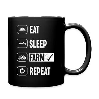 manger dormir ferme répéter - Mug uni - noir - Droite