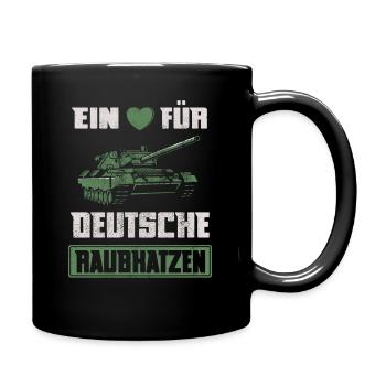 Panzer | Ein Herz Für Deutsche Raubkatzen Spruch - Tasse einfarbig - Schwarz - Rechts