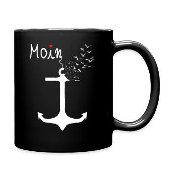 Moin Begrüßung Norddeutschland Küste Norden - Tasse einfarbig - Schwarz - Rechts