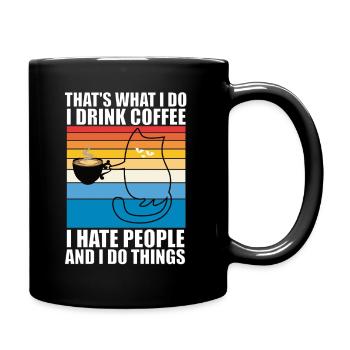 Je déteste les gens chat chat chat amoureux des chats - Mug uni - noir - Droite