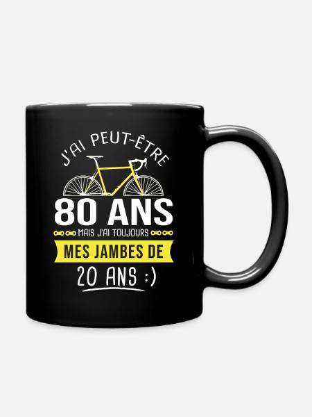 cycliste 80 ans anniversaire 80 ans vélo cyclisme - Mug uni - noir