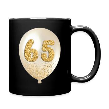 65 Luftballon Zahl - Tasse einfarbig - Schwarz - Rechts