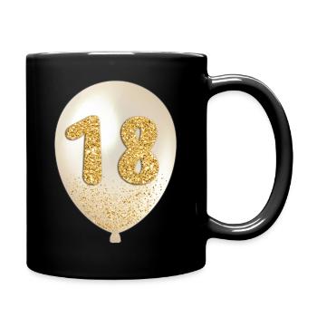 18 Luftballon Zahl - Tasse einfarbig - Schwarz - Rechts