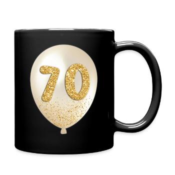 70 Luftballon Zahl - Tasse einfarbig - Schwarz - Rechts