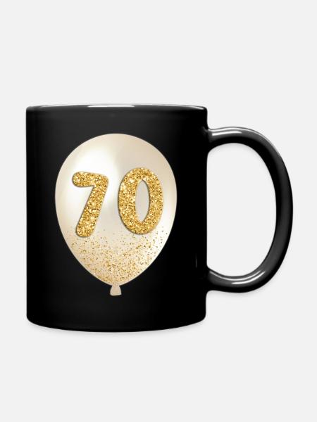70 Luftballon Zahl - Tasse einfarbig - Schwarz