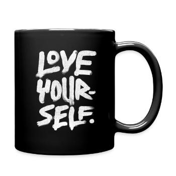 Love yourself - Tasse einfarbig - Schwarz - Rechts