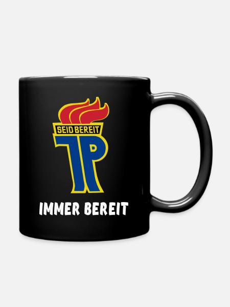 Jungpionier, Junge Pioniere, Seid Bereit, DDR - Tasse einfarbig - Schwarz