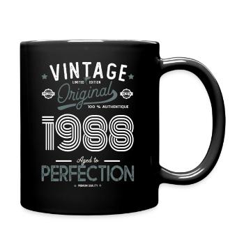 AGE TO PERFECTION born in 1988 anniversary 34 years - Full Colour Mug - black - Right