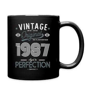 AGE TO PERFECTION born in 1987 anniversary 35 years - Full Colour Mug - black - Right