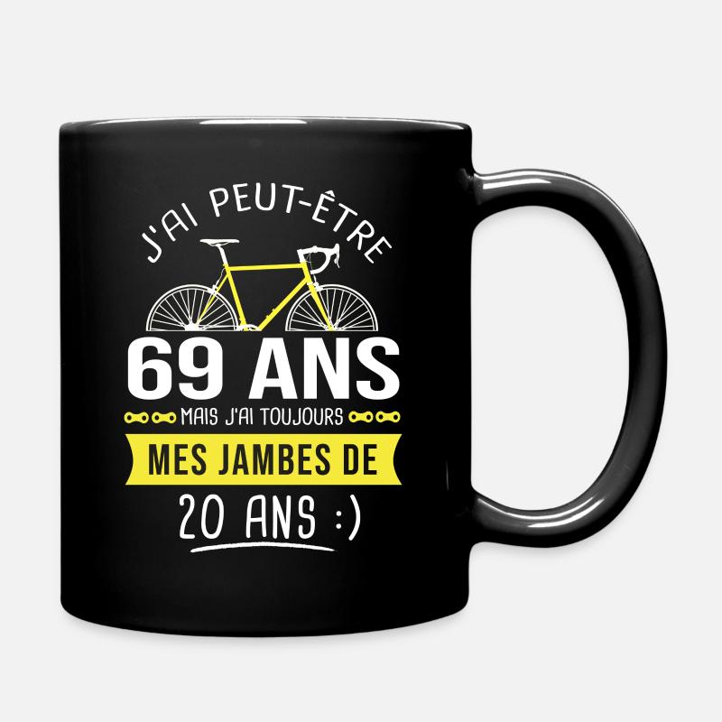 cycliste 69 ans humour anniversaire 69 ans vélo - Mug uni - noir