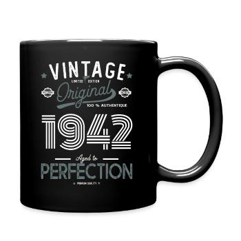 AGE TO PERFECTION born in 1942 anniversary 80 years - Full Colour Mug - black - Right