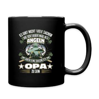 Angler Opa - Nur Opa sein ist schöner als Angeln - Tasse einfarbig - Schwarz - Rechts