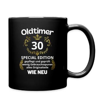 30. Geburtstag Oldtimer - Tasse einfarbig - Schwarz - Rechts