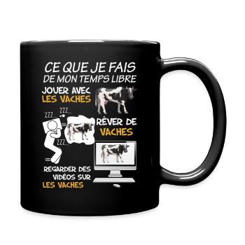 J'aime mes vaches humour métier éléveur bovin - Mug uni - noir - Droite