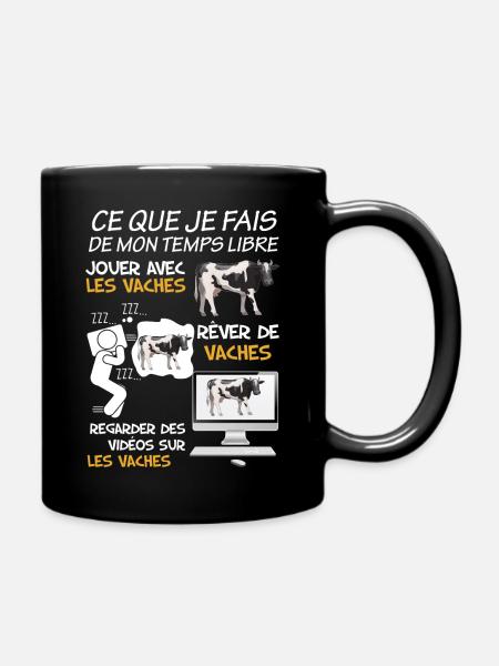 J'aime mes vaches humour métier éléveur bovin - Mug uni - noir