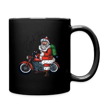 Santa Claus on motorcycle - Full Colour Mug - black - Right