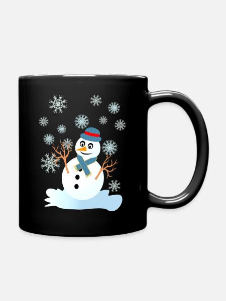 Bonhomme de neige et flocons snowman cool noël - Mug uni - noir
