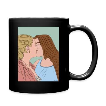 Kissing 2 - Avec arrière-plan - Mug uni - noir - Droite