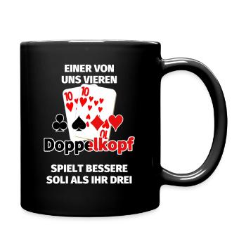 Doppelkopf lustiger Spruch - Tasse einfarbig - Schwarz - Rechts