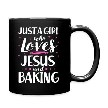 Just A Girl Who Loves Jesus And Baking - Tasse einfarbig - Schwarz - Rechts