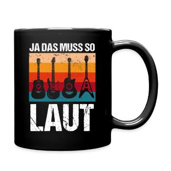 Gitarren Vintage Outfit ja das muss so laut musik - Tasse einfarbig - Schwarz - Rechts