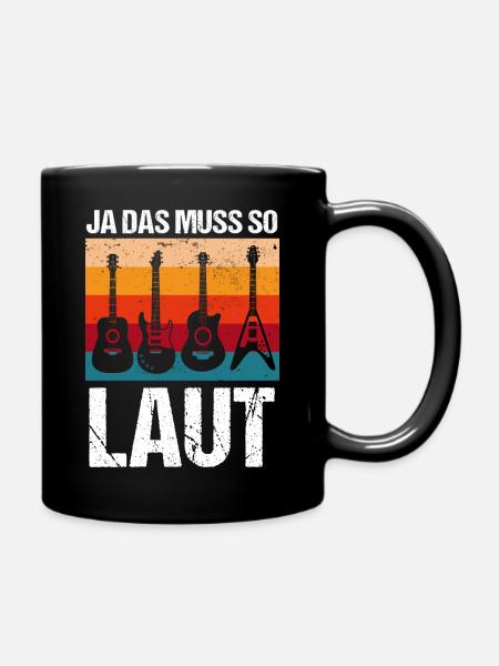 Gitarren Vintage Outfit ja das muss so laut musik - Tasse einfarbig - Schwarz