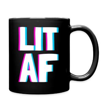 Lit AF Shirt - Skateboard Surf Slogan - Full Colour Mug - black - Right