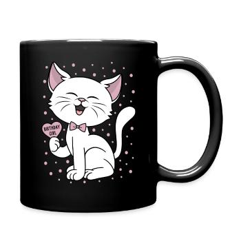 Birthday Girl Cute Cat Birthday Party Confetti - Full Colour Mug - black - Right