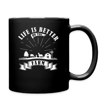 Alpaca Lama Farm Life is better on the Farm - Full Colour Mug - black - Right