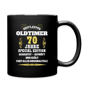 Oldtimer 70. Geburtstag - Tasse einfarbig - Schwarz - Rechts