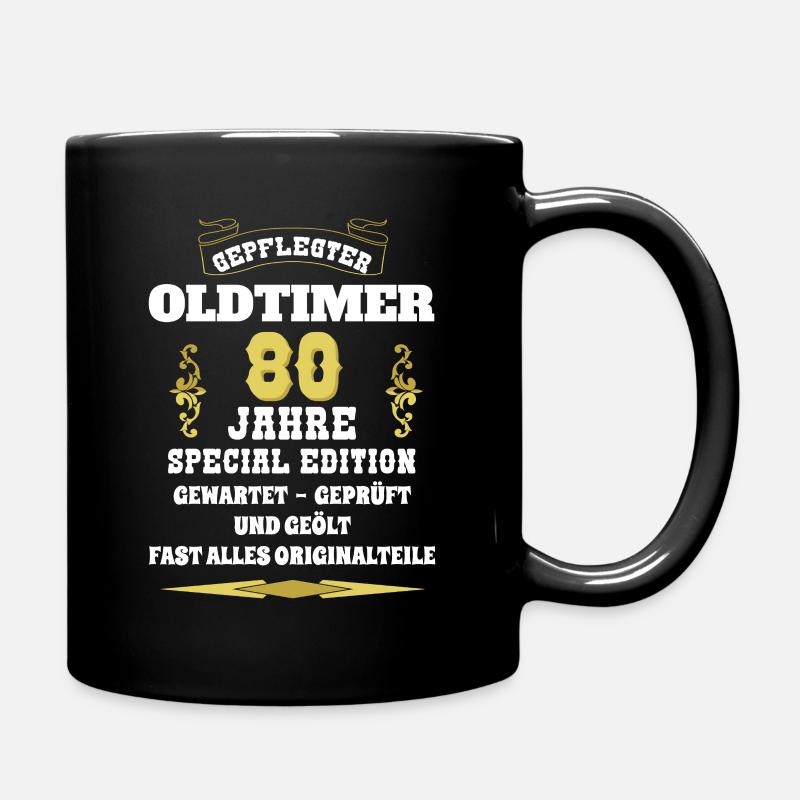 Oldtimer 80 Jahre - Tasse einfarbig - Schwarz