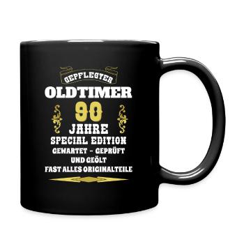 Oldtimer 90. Geburtstag 90 Jahre - Tasse einfarbig - Schwarz - Rechts