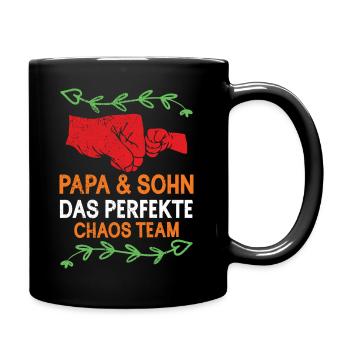 Papa und Sohn Vatertag Geschenk - Tasse einfarbig - Schwarz - Rechts