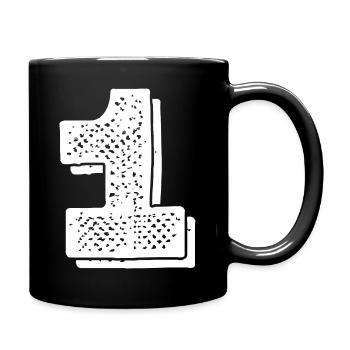 Nummer 1- 1. Jahrestag - Tasse einfarbig - Schwarz - Rechts