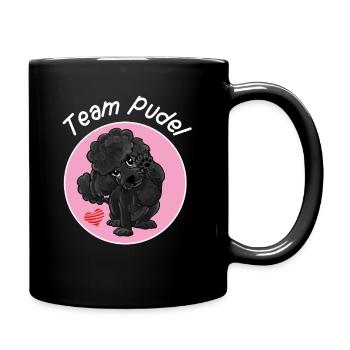 Team Pudel - schwarzer Pudel hebt sein Pfötchen - Tasse einfarbig - Schwarz - Rechts
