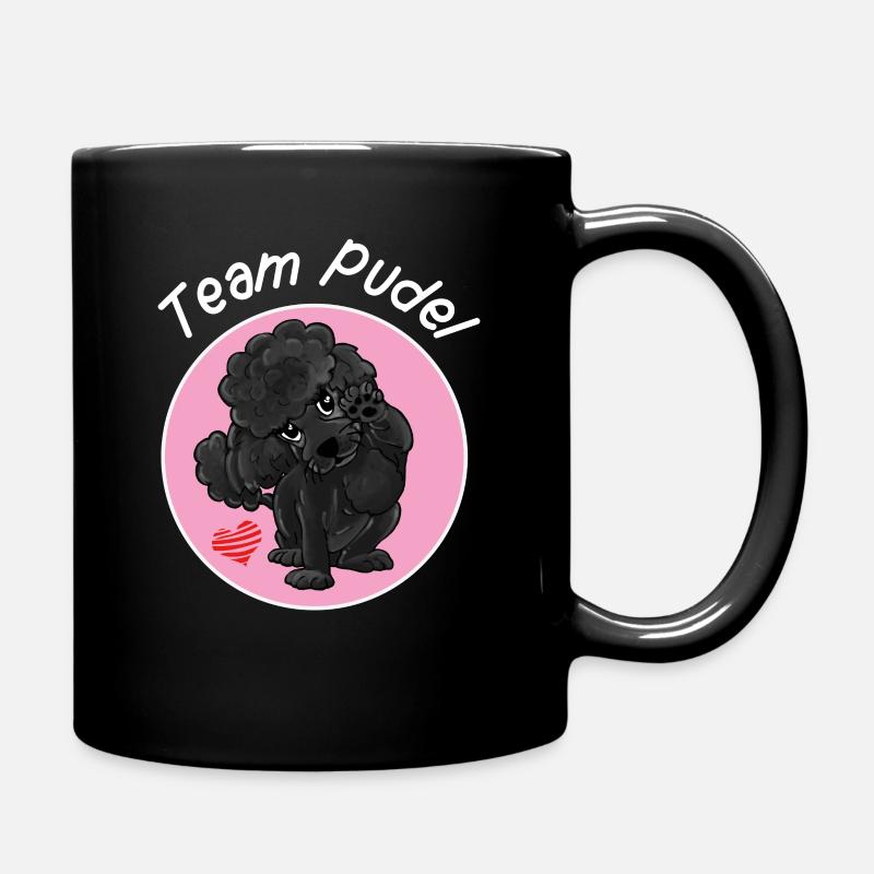 Team Pudel - schwarzer Pudel hebt sein Pfötchen - Tasse einfarbig - Schwarz