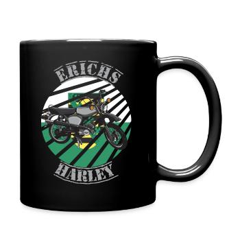 Simson mit Sachsen Fahne, lustiger Spruch - Tasse einfarbig - Schwarz - Rechts