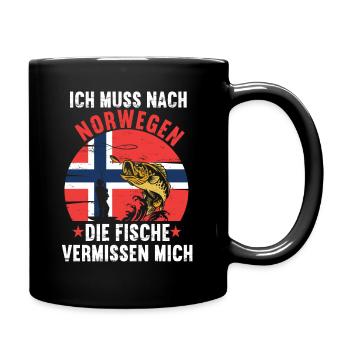 Norwegen Angeln Angler Fischen Norwegen Flagge - Tasse einfarbig - Schwarz - Rechts