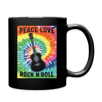 Hippie Peace Love Rock N Roll Vintage Hippie Retro - Tasse einfarbig - Schwarz - Rechts