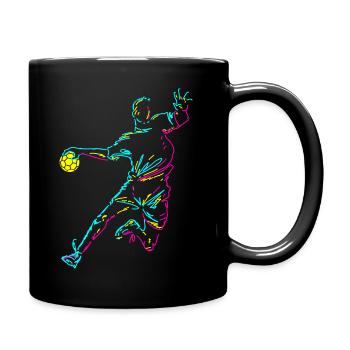 Handball Spieler Stürmer Sprungwurf Torwart - Tasse einfarbig - Schwarz - Rechts