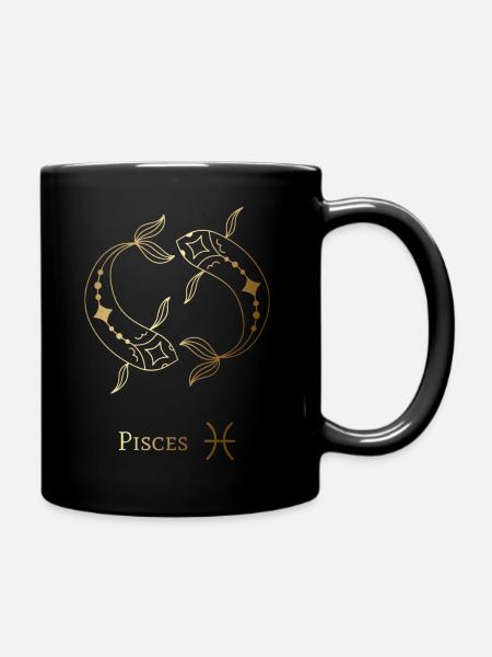 Fische Sternzeichen - Tasse einfarbig - Schwarz