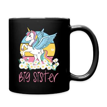 Große Schwester Einhorn Schwester - Tasse einfarbig - Schwarz - Rechts