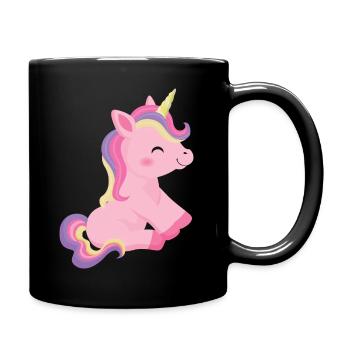 Einhorn - Tasse einfarbig - Schwarz - Rechts