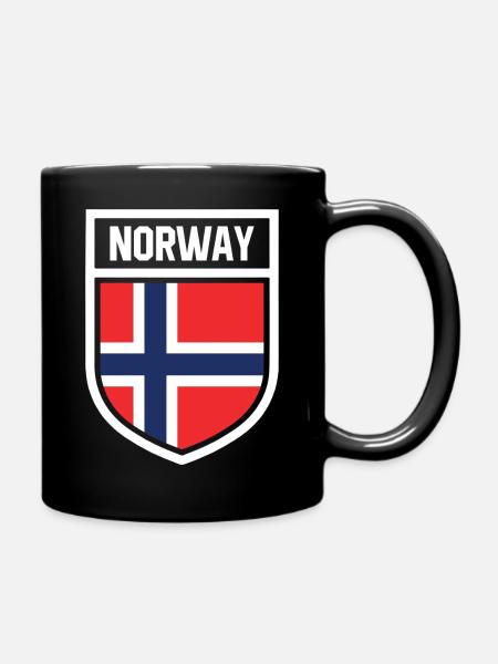Norwegen - Nationalfahne im Wappen - Tasse einfarbig - Schwarz