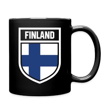 Finnland - Nationalfahne im Wappen - Tasse einfarbig - Schwarz - Rechts