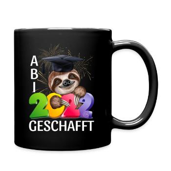 Abi 2022 geschafft Abitur lustiges Faultier - Tasse einfarbig - Schwarz - Rechts