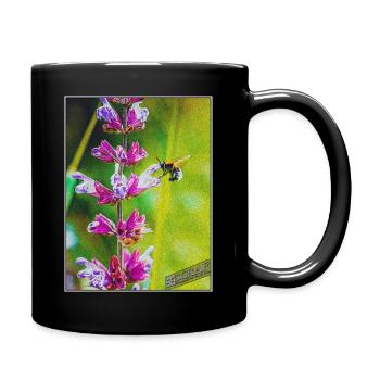 Hummel saugt Nektar - Tasse einfarbig - Schwarz - Rechts