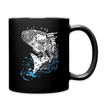 Springender Fisch - Tasse einfarbig - Schwarz - Rechts