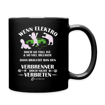 E-Auto Gegner - Tasse einfarbig - Schwarz - Rechts